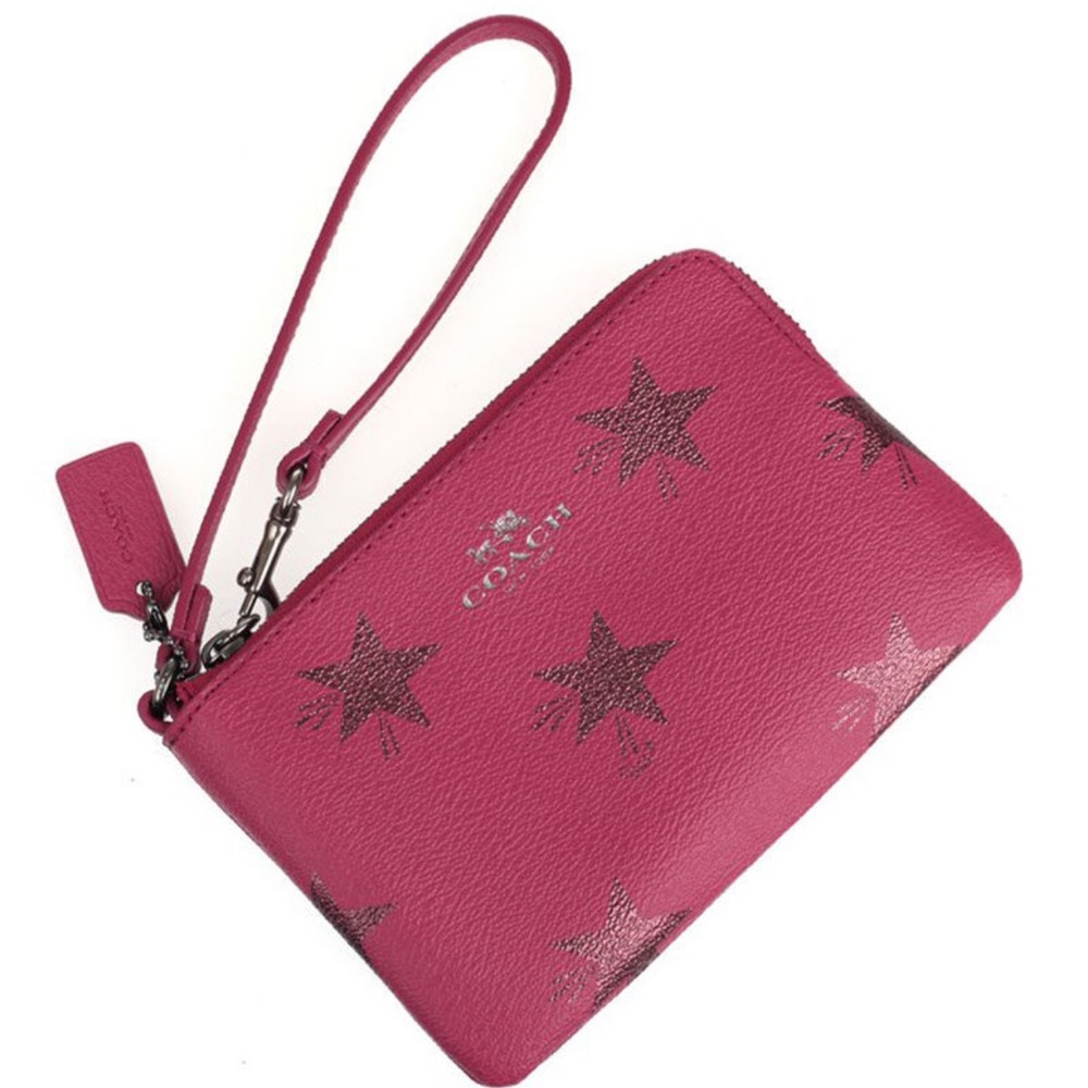 COACH Star Canyon Corner Zip Wristlet Bag In Cranberry Pink Limited Edition